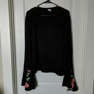 Black Sweater with Decorative Sleeves